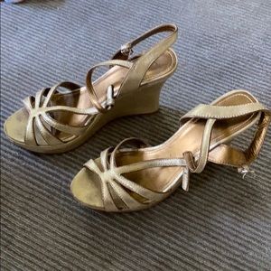 Coach Gabby gold wedge sandal